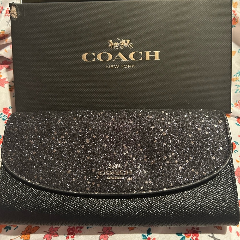 Coach Star Glitter Slim Envelope Wallet EUC
